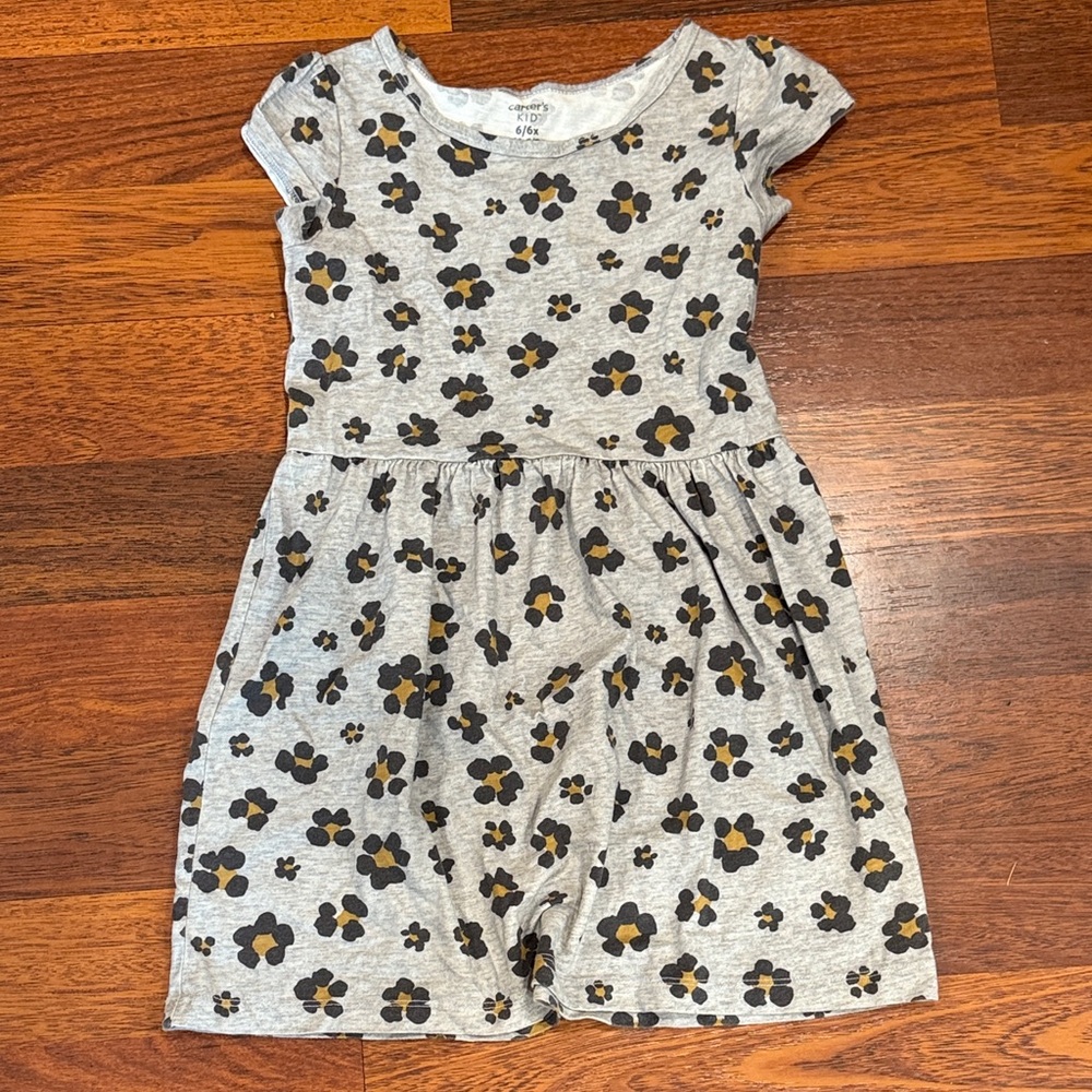 3/$12 Carter's Gray Floral Dress (6X)